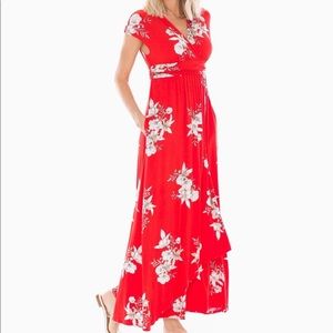 SOMA Maxi Dress Lush Tropic Poppy Red Soft Jersey Knit